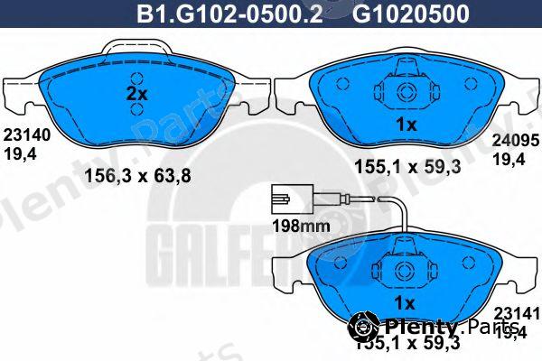 GALFER part B1.G102-0500.2 (B1G10205002) Brake Pad Set, disc brake
