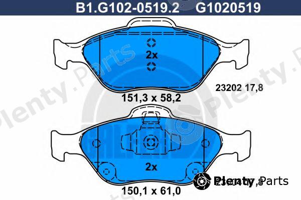  GALFER part B1.G102-0519.2 (B1G10205192) Brake Pad Set, disc brake