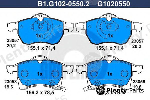  GALFER part B1.G102-0550.2 (B1G10205502) Brake Pad Set, disc brake