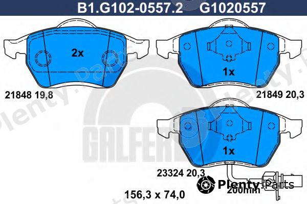  GALFER part B1.G102-0557.2 (B1G10205572) Brake Pad Set, disc brake