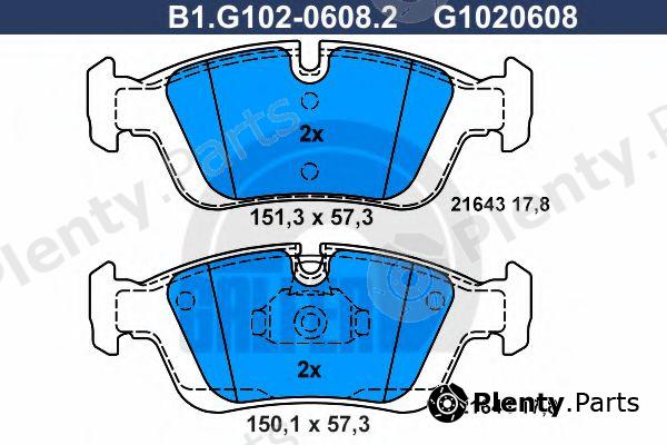  GALFER part B1.G102-0608.2 (B1G10206082) Brake Pad Set, disc brake
