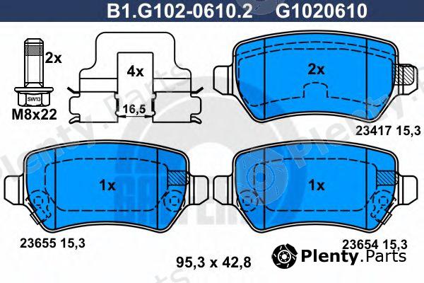  GALFER part B1.G102-0610.2 (B1G10206102) Brake Pad Set, disc brake