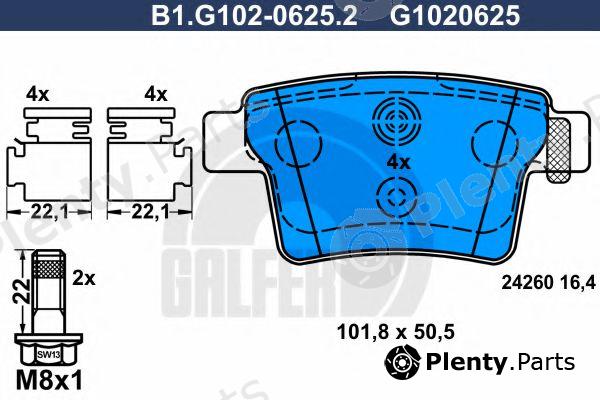  GALFER part B1.G102-0625.2 (B1G10206252) Brake Pad Set, disc brake