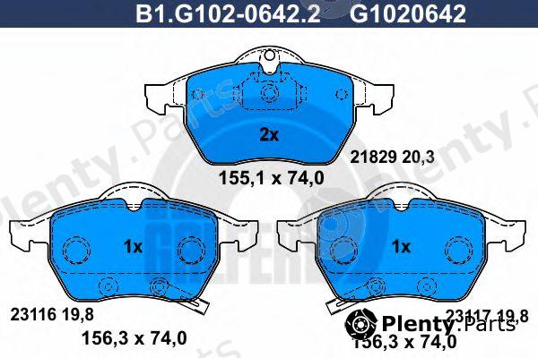  GALFER part B1.G102-0642.2 (B1G10206422) Brake Pad Set, disc brake