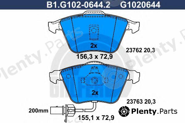  GALFER part B1.G102-0644.2 (B1G10206442) Brake Pad Set, disc brake