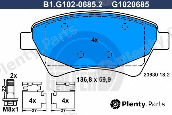  GALFER part B1.G102-0685.2 (B1G10206852) Brake Pad Set, disc brake