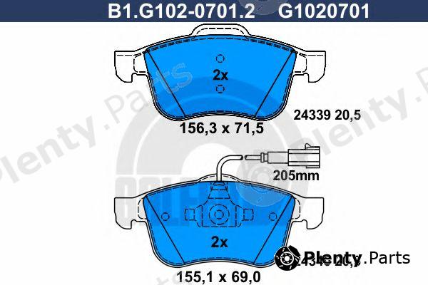  GALFER part B1.G102-0701.2 (B1G10207012) Brake Pad Set, disc brake