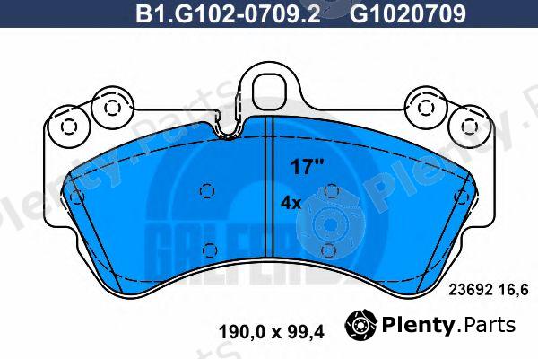  GALFER part B1.G102-0709.2 (B1G10207092) Brake Pad Set, disc brake