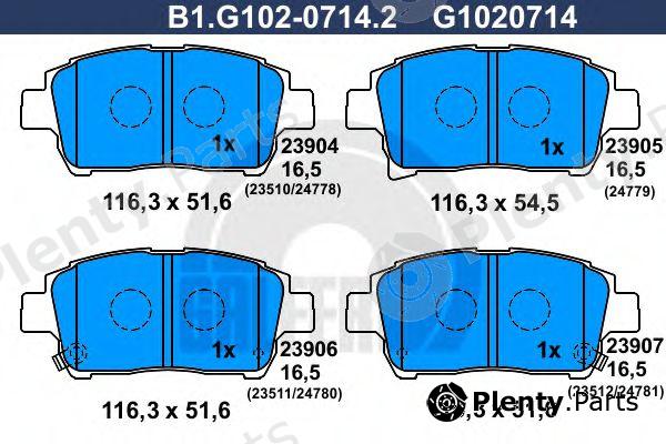  GALFER part B1.G102-0714.2 (B1G10207142) Brake Pad Set, disc brake