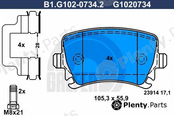 GALFER part B1.G102-0734.2 (B1G10207342) Brake Pad Set, disc brake