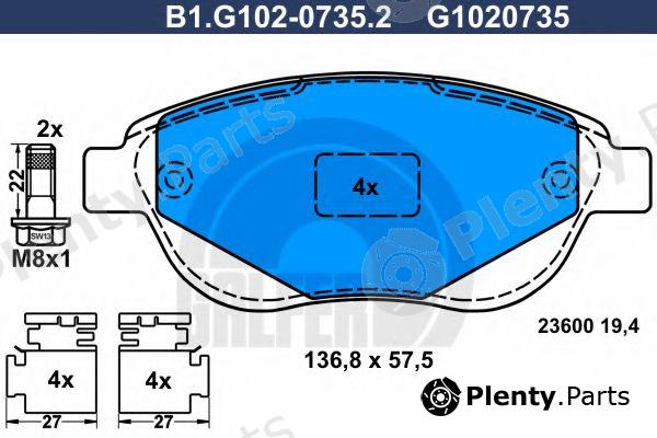  GALFER part B1.G102-0735.2 (B1G10207352) Brake Pad Set, disc brake