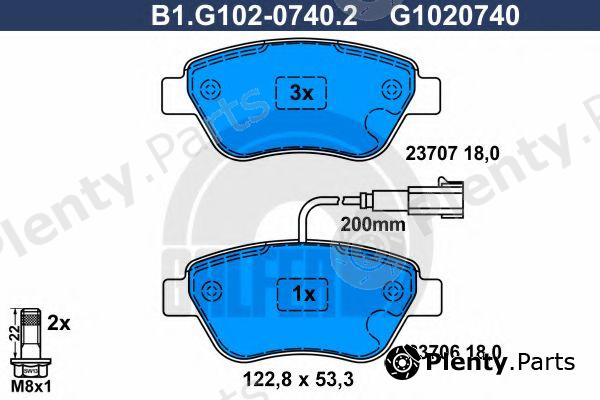  GALFER part B1.G102-0740.2 (B1G10207402) Brake Pad Set, disc brake