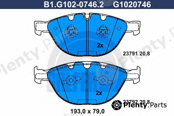  GALFER part B1.G102-0746.2 (B1G10207462) Brake Pad Set, disc brake