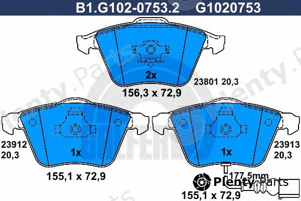  GALFER part B1.G102-0753.2 (B1G10207532) Brake Pad Set, disc brake