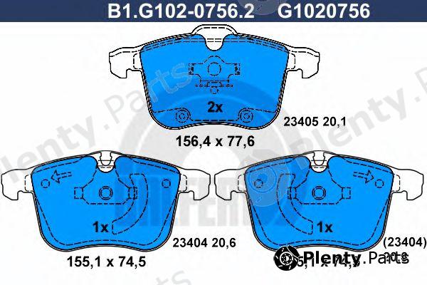  GALFER part B1.G102-0756.2 (B1G10207562) Brake Pad Set, disc brake