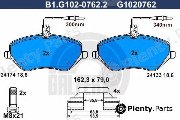  GALFER part B1.G102-0762.2 (B1G10207622) Brake Pad Set, disc brake