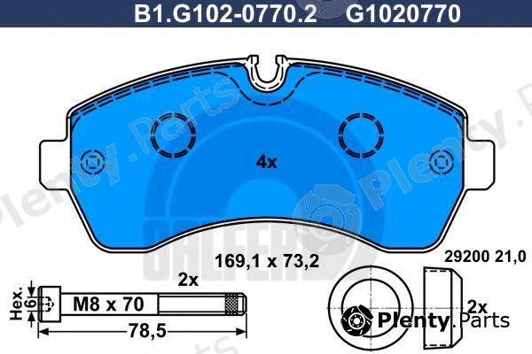  GALFER part B1.G102-0770.2 (B1G10207702) Brake Pad Set, disc brake