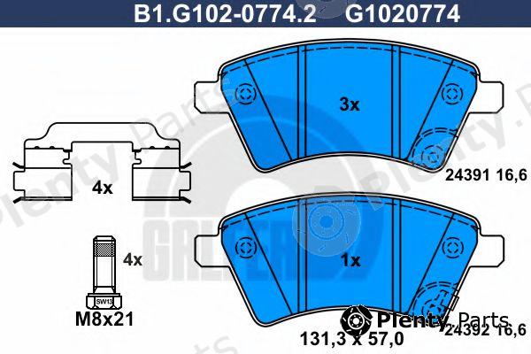  GALFER part B1.G102-0774.2 (B1G10207742) Brake Pad Set, disc brake