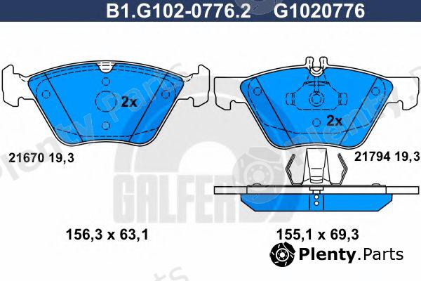  GALFER part B1.G102-0776.2 (B1G10207762) Brake Pad Set, disc brake