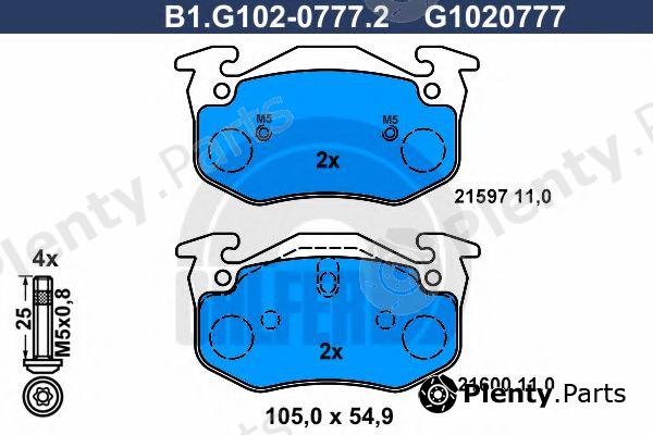  GALFER part B1.G102-0777.2 (B1G10207772) Brake Pad Set, disc brake