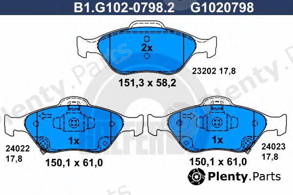  GALFER part B1.G102-0798.2 (B1G10207982) Brake Pad Set, disc brake