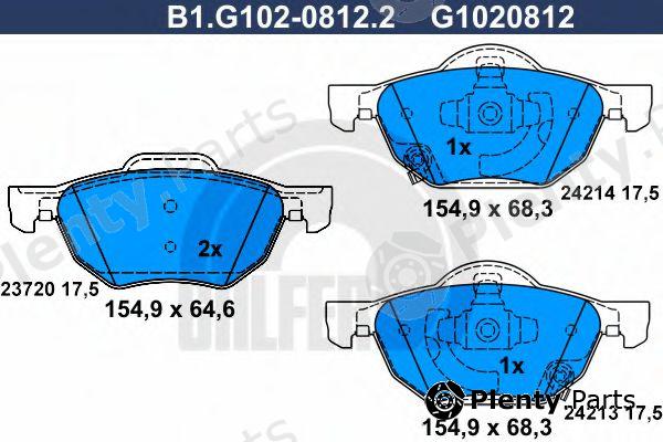  GALFER part B1.G102-0812.2 (B1G10208122) Brake Pad Set, disc brake