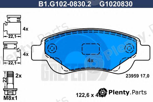  GALFER part B1.G102-0830.2 (B1G10208302) Brake Pad Set, disc brake