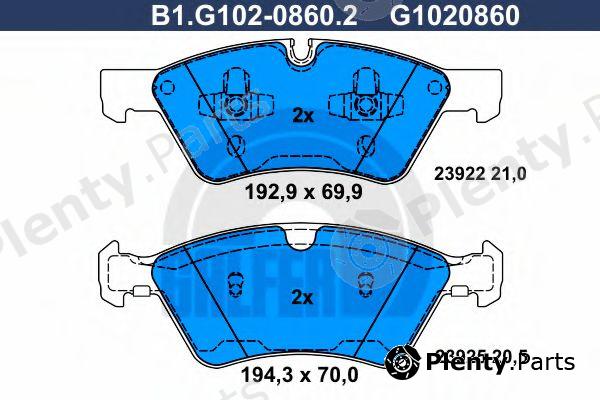  GALFER part B1.G102-0860.2 (B1G10208602) Brake Pad Set, disc brake