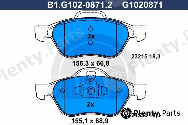  GALFER part B1.G102-0871.2 (B1G10208712) Brake Pad Set, disc brake