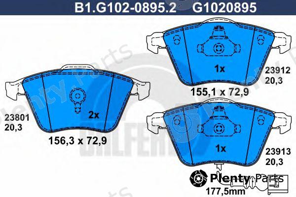  GALFER part B1.G102-0895.2 (B1G10208952) Brake Pad Set, disc brake