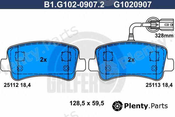 GALFER part B1.G102-0907.2 (B1G10209072) Brake Pad Set, disc brake
