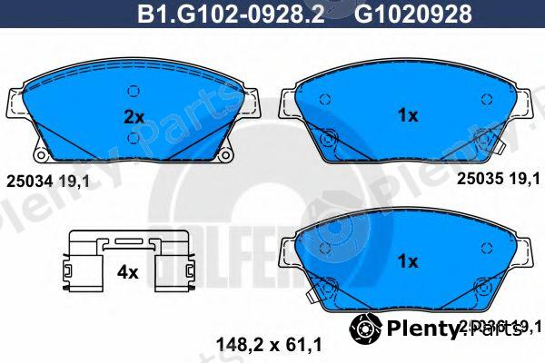  GALFER part B1.G102-0928.2 (B1G10209282) Brake Pad Set, disc brake