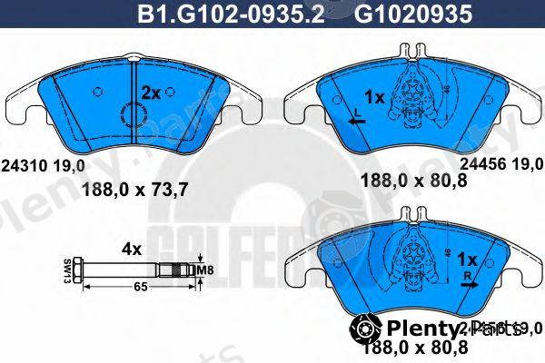  GALFER part B1.G102-0935.2 (B1G10209352) Brake Pad Set, disc brake