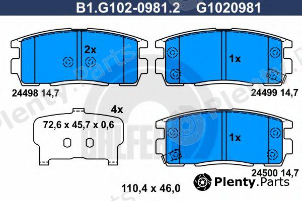  GALFER part B1.G102-0981.2 (B1G10209812) Brake Pad Set, disc brake