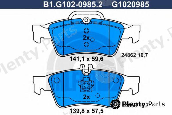  GALFER part B1.G102-0985.2 (B1G10209852) Brake Pad Set, disc brake