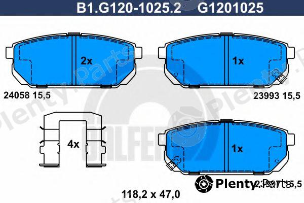  GALFER part B1.G120-1025.2 (B1G12010252) Brake Pad Set, disc brake