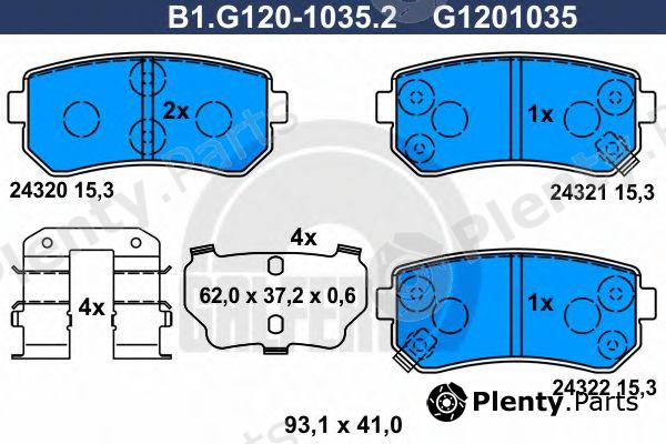 GALFER part B1.G120-1035.2 (B1G12010352) Brake Pad Set, disc brake