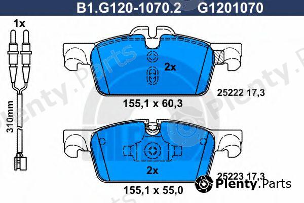  GALFER part B1.G120-1070.2 (B1G12010702) Brake Pad Set, disc brake