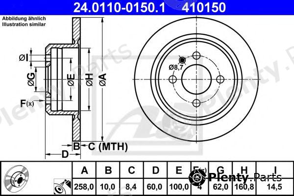  ATE part 24.0110-0150.1 (24011001501) Brake Disc