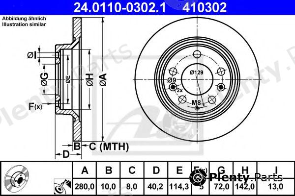  ATE part 24.0110-0302.1 (24011003021) Brake Disc