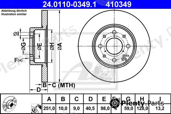  ATE part 24.0110-0349.1 (24011003491) Brake Disc