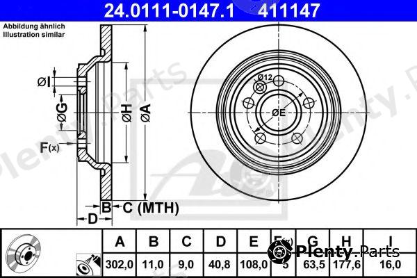  ATE part 24.0111-0147.1 (24011101471) Brake Disc