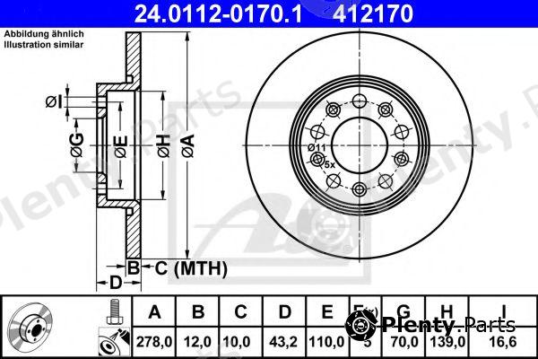  ATE part 24.0112-0170.1 (24011201701) Brake Disc