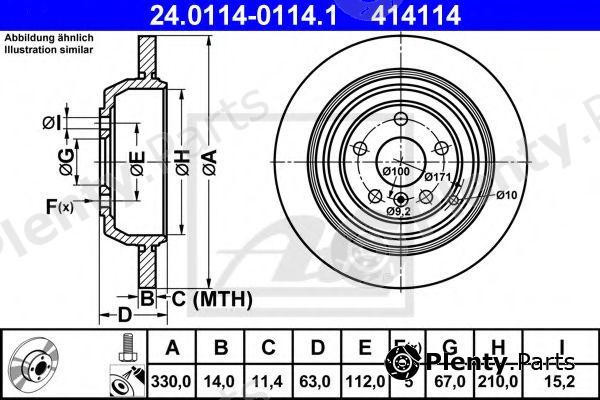  ATE part 24.0114-0114.1 (24011401141) Brake Disc