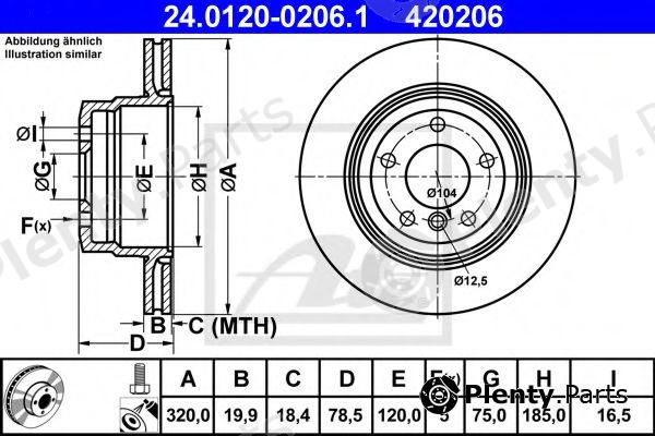  ATE part 24.0120-0206.1 (24012002061) Brake Disc
