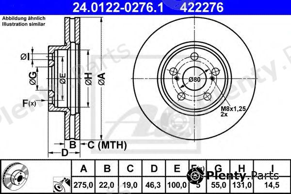  ATE part 24.0122-0276.1 (24012202761) Brake Disc