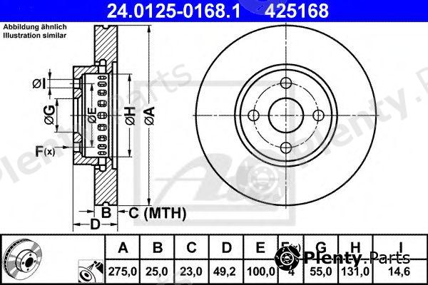  ATE part 24.0125-0168.1 (24012501681) Brake Disc