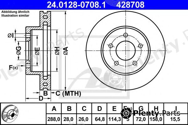  ATE part 24.0128-0708.1 (24012807081) Brake Disc