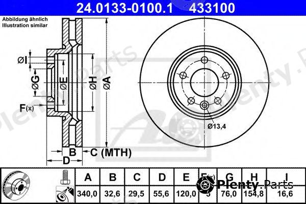  ATE part 24.0133-0100.1 (24013301001) Brake Disc