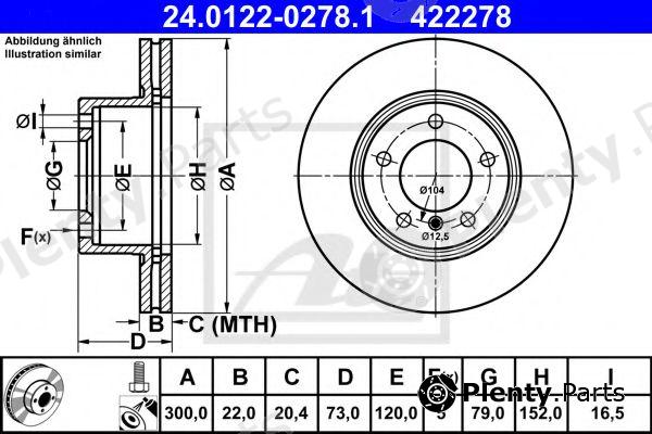  ATE part 24.0122-0278.1 (24012202781) Brake Disc